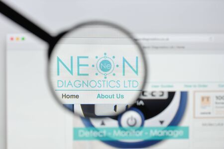Milan, Italy - August 20, 2018: Neon Diagnostics website homepage. Neon Diagnostics logo visible.のeditorial素材