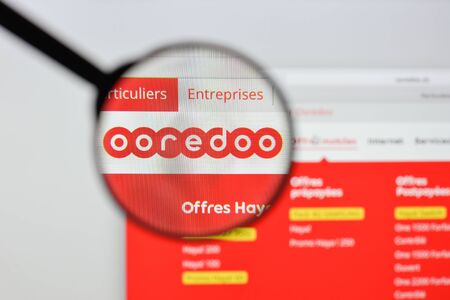 Milan, Italy - August 20, 2018: Ooredoo Algerie website homepage. Ooredoo Algerie logo visible.のeditorial素材