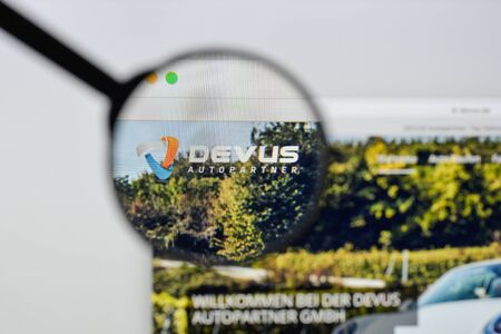 Milan, Italy - August 20, 2018: DEVUS Autopartner website homepage. DEVUS Autopartner logo visible.のeditorial素材