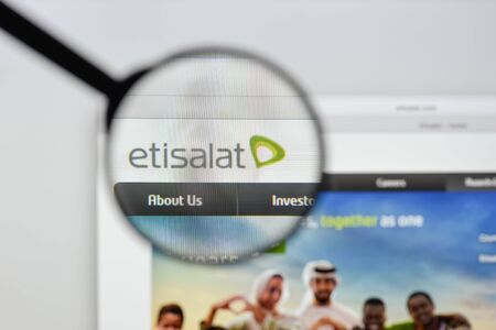 Milan, Italy - August 20, 2018: Etisalat website homepage. Etisalat logo visible.のeditorial素材