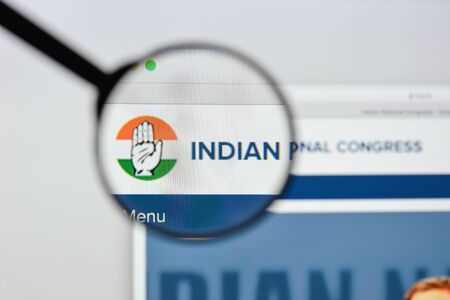 Milan, Italy - August 20, 2018: Indian National Congress website homepage. Indian National Congress logo visible.のeditorial素材