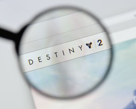 Milan, Italy - August 20, 2018: Destiny 2 website homepage. Destiny 2 logo visible.のeditorial素材