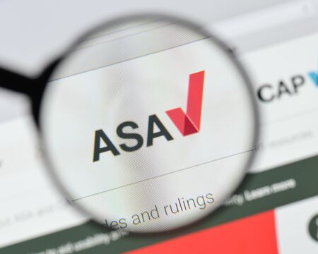 Milan, Italy - August 20, 2018: ASA website homepage. ASA logo visible.のeditorial素材
