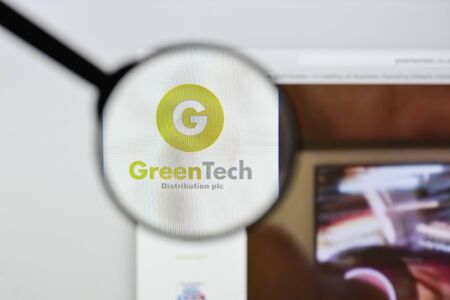 Milan, Italy - August 20, 2018: GreenTech Distribution website homepage. GreenTech Distribution logo visible.のeditorial素材