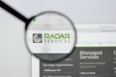 Milan, Italy - August 20, 2018: Radar Services Smart IT-Security website homepage. Radar Services Smart IT-Security logo visible.のeditorial素材