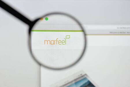 Milan, Italy - August 20, 2018: Marfeel Solutions website homepage. Marfeel Solutions logo visible.のeditorial素材