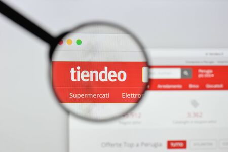 Milan, Italy - August 20, 2018: Tiendeo Web Marketing website homepage. Tiendeo Web Marketing logo visible.のeditorial素材