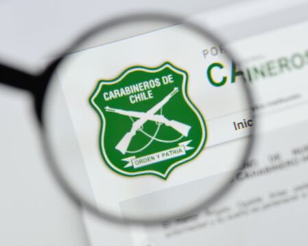 Milan, Italy - August 20, 2018: Carabineros de Chile website homepage. Carabineros de Chile logo visible.のeditorial素材
