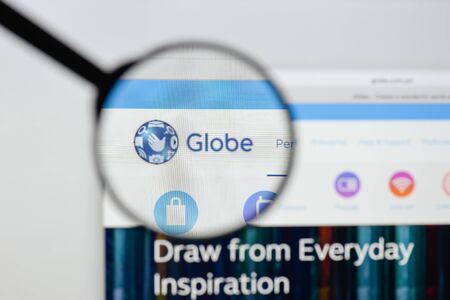 Milan, Italy - August 20, 2018: Globe Telecom website homepage. Globe Telecom logo visible.のeditorial素材