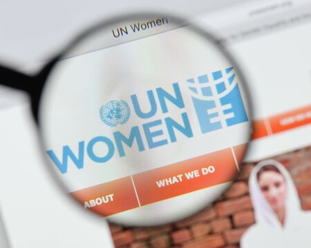 Milan, Italy - August 20, 2018: UN Women website homepage. UN Women logo visible.のeditorial素材