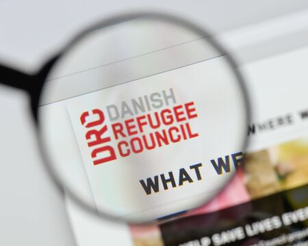 Milan, Italy - August 20, 2018: Danish Refugee Council website homepage. Danish Refugee Council logo visible.のeditorial素材