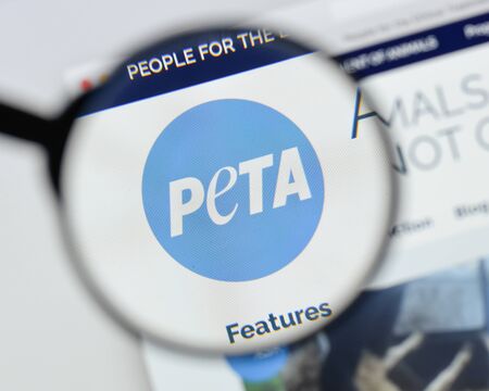 Milan, Italy - August 20, 2018: Peta website homepage. Peta logo visible.のeditorial素材