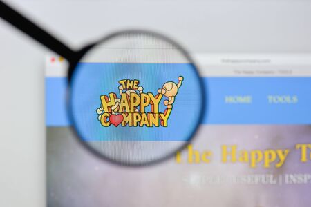 Milan, Italy - August 20, 2018: Happy Company website homepage. Happy Company logo visible.のeditorial素材