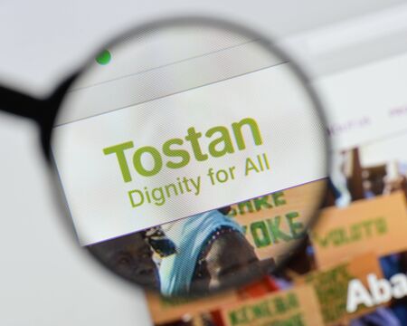 Milan, Italy - August 20, 2018: Tostan website homepage. Tostan logo visible.のeditorial素材