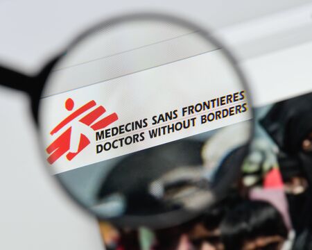 Milan, Italy - August 20, 2018: Doctors without borders website homepage. Doctors without borders logo visible.のeditorial素材