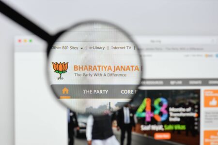 Milan, Italy - August 20, 2018: Bharatiya Janata Party website homepage. Bharatiya Janata Party logo visible.のeditorial素材