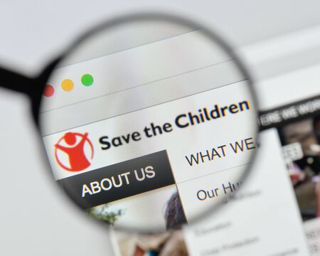 Milan, Italy - August 20, 2018: Save the Children website homepage. Save the Children logo visible.のeditorial素材