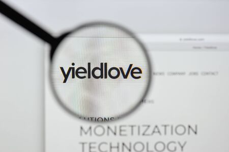 Milan, Italy - August 20, 2018: Yieldlove website homepage. Yieldlove logo visible.のeditorial素材