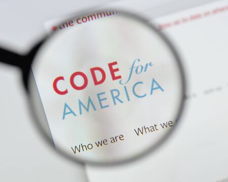 Milan, Italy - August 20, 2018: Code for America website homepage. Code for America logo visible.のeditorial素材