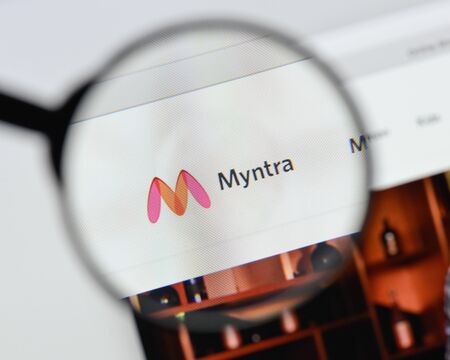Milan, Italy - August 20, 2018: Myntra website homepage. Myntra logo visible.のeditorial素材