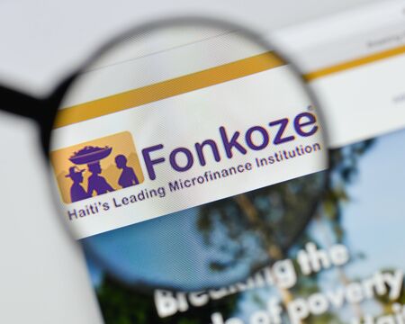 Milan, Italy - August 20, 2018: Fonkoze website homepage. Fonkoze logo visible.のeditorial素材