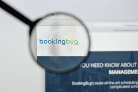 Milan, Italy - August 20, 2018: BookingBug website homepage. BookingBug logo visible.のeditorial素材