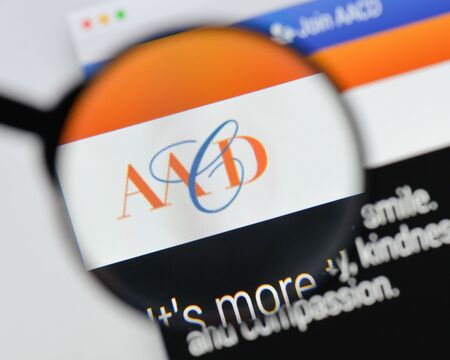 Milan, Italy - August 20, 2018: AACD website homepage. AACD logo visible.のeditorial素材