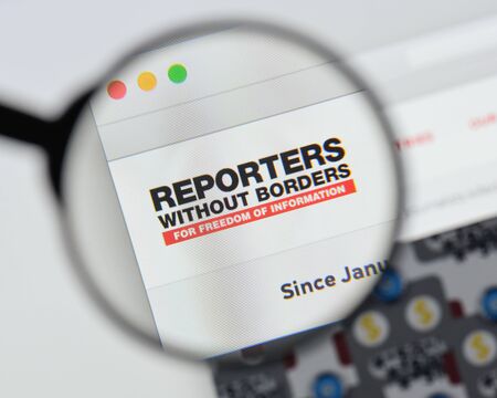 Milan, Italy - August 20, 2018: Reporters Sans Frontieres website homepage. Reporters Sans Frontieres logo visible.のeditorial素材