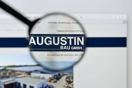 Milan, Italy - August 20, 2018: Augustin Bau website homepage. Augustin Bau logo visible.のeditorial素材