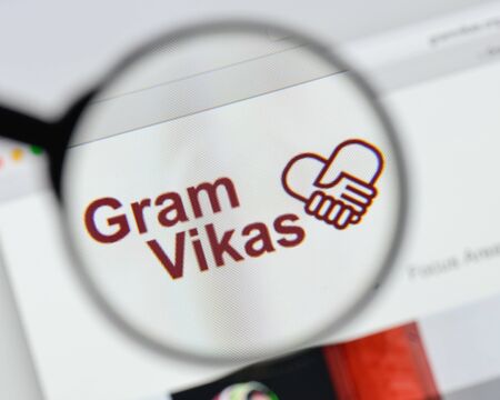 Milan, Italy - August 20, 2018: Gram Vikas website homepage. Gram Vikas logo visible.のeditorial素材