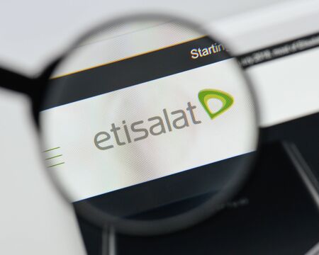 Milan, Italy - August 20, 2018: Etisalat website homepage. Etisalat logo visible.のeditorial素材