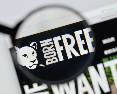 Milan, Italy - August 20, 2018: Born Free Foundation website homepage. Born Free Foundation logo visible.のeditorial素材