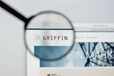 Milan, Italy - August 20, 2018: Griffin Markets Group website homepage. Griffin Markets Group logo visible.のeditorial素材