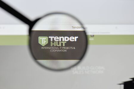 Milan, Italy - August 20, 2018: TenderHut SA website homepage. TenderHut SA logo visible.のeditorial素材