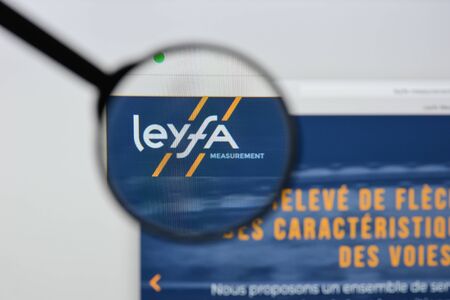 Milan, Italy - August 20, 2018: LEYFA Measurement website homepage. LEYFA Measurement logo visible.のeditorial素材