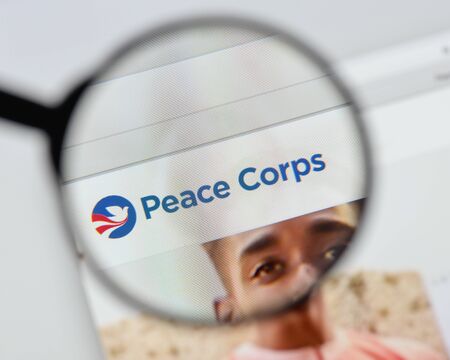 Milan, Italy - August 20, 2018: Peace Corps website homepage. Peace Corps logo visible.のeditorial素材
