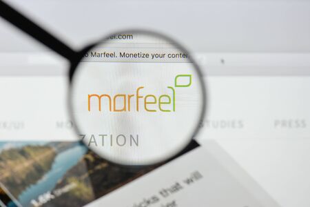 Milan, Italy - August 20, 2018: Marfeel Solutions website homepage. Marfeel Solutions logo visible.のeditorial素材