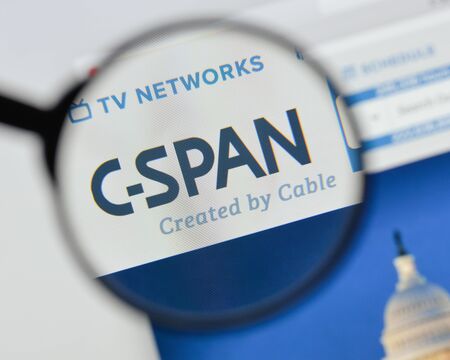 Milan, Italy - August 20, 2018: CSPAN website homepage. CSPAN logo visible.のeditorial素材