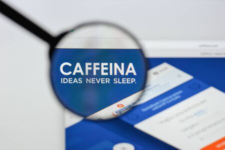 Milan, Italy - August 20, 2018: Caffeina website homepage. Caffeina logo visible.のeditorial素材