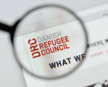 Milan, Italy - August 20, 2018: Danish Refugee Council website homepage. Danish Refugee Council logo visible.のeditorial素材