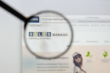 Milan, Italy - August 20, 2018: sales manago website homepage. sales manago logo visible.のeditorial素材