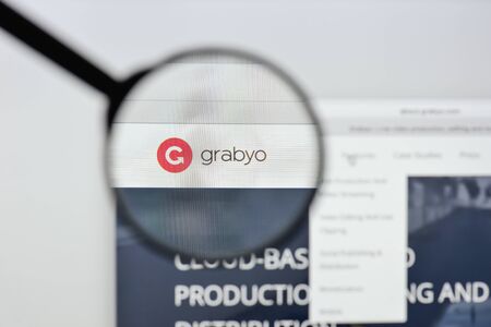 Milan, Italy - August 20, 2018: Grabyo website homepage. Grabyo logo visible.のeditorial素材