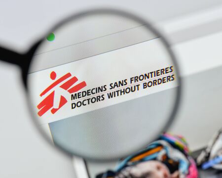 Milan, Italy - August 20, 2018: Doctors without borders website homepage. Doctors without borders logo visible.のeditorial素材