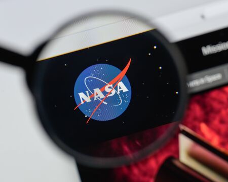 Milan, Italy - August 20, 2018: NASA website homepage. NASA logo visible.のeditorial素材