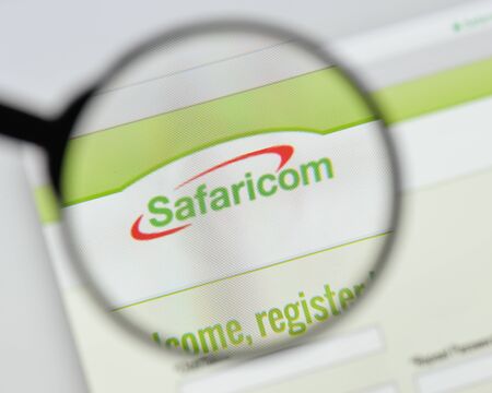 Milan, Italy - August 20, 2018: Safaricom website homepage. Safaricom logo visible.のeditorial素材