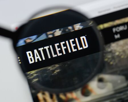 Milan, Italy - August 20, 2018: Battlefield 1 website homepage. Battlefield 1 logo visible.のeditorial素材