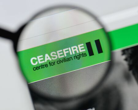 Milan, Italy - August 20, 2018: CeaseFire website homepage. CeaseFire logo visible.のeditorial素材