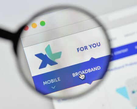 Milan, Italy - August 20, 2018: XL Axiata website homepage. XL Axiata logo visible.のeditorial素材