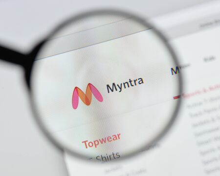 Milan, Italy - August 20, 2018: Myntra website homepage. Myntra logo visible.のeditorial素材
