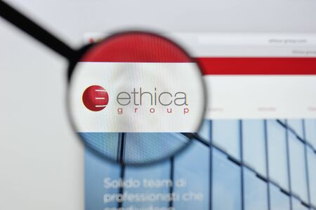 Milan, Italy - August 20, 2018: Ethica Corporate Finance website homepage. Ethica Corporate Finance logo visible.のeditorial素材